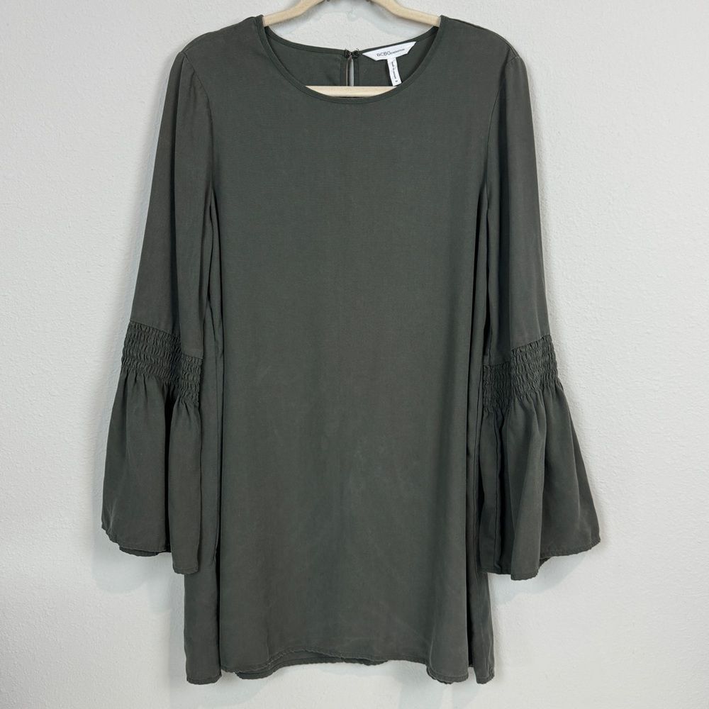 BCBGeneration Bell Sleeve Olive Green Mini Boho Dress M